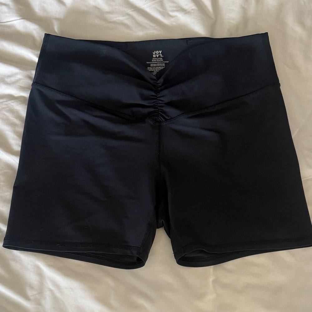 JoyLab Black High-Waist Scrunch-Front Bike Shorts